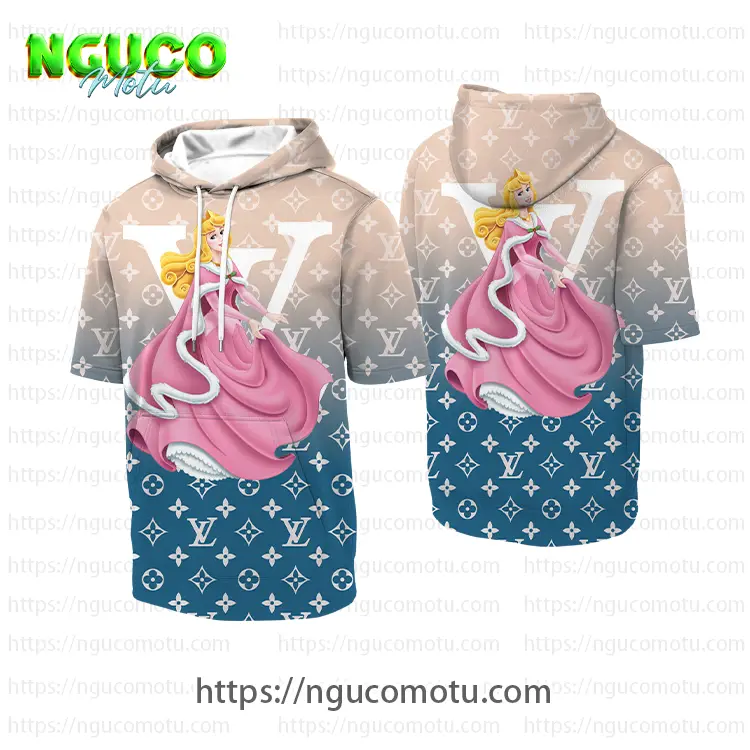 Louis vuitton and disney princess aurora sleeping beauty v1 hooded short sleeve t-shirt gift uninque for kid man women
